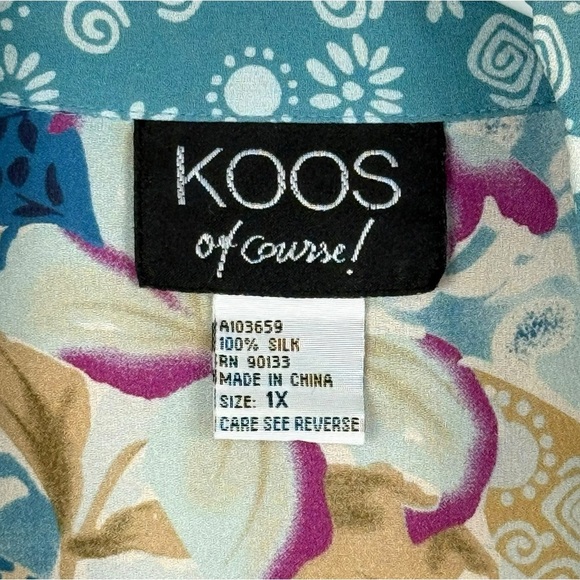 Koos of Course! 100% Silk Patchwork Print Button Front Shirt – Size 1X - Picture 10 of 12